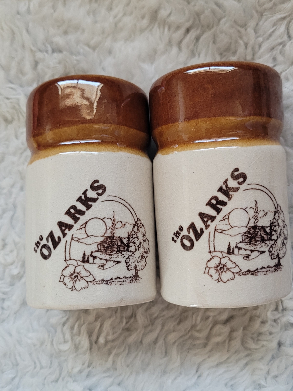 Brown & Cream Ceramic Salt and Pepper Shakers -